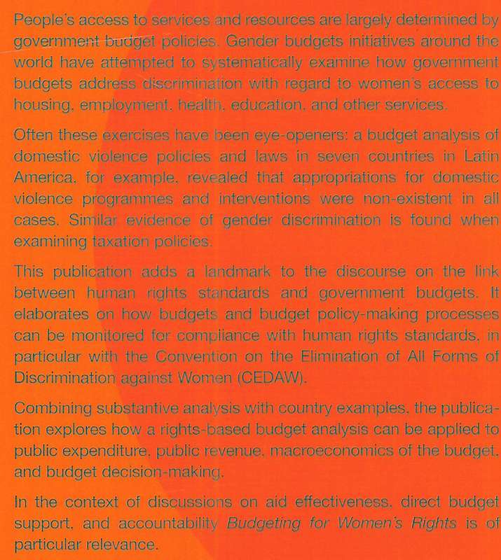 Budgeting for Women's Rights: Monitoring Government Budgets for Compliance with CEDAW | Diane Elson