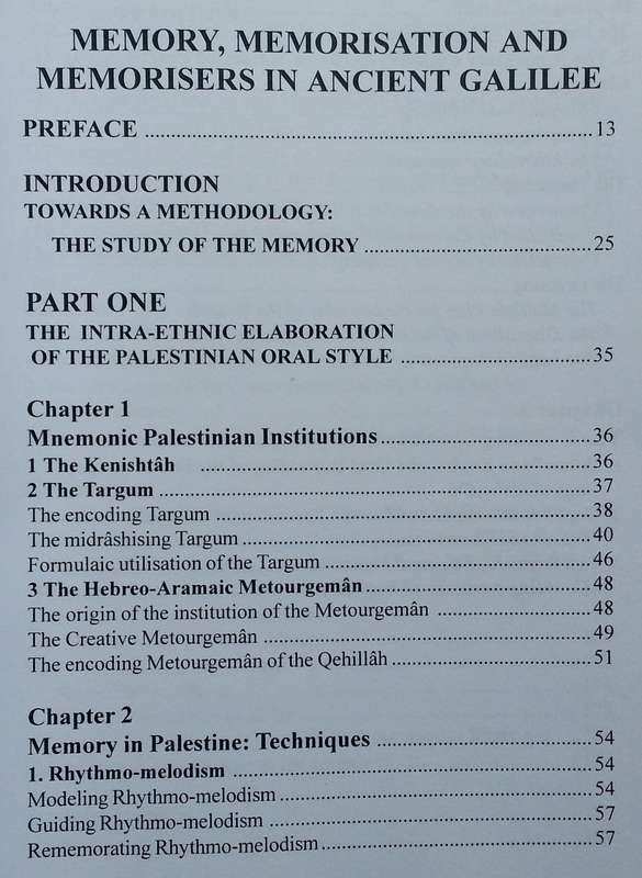 Memory, Memorisation and Memorisers in Ancient Galilee | Marcel Jousse