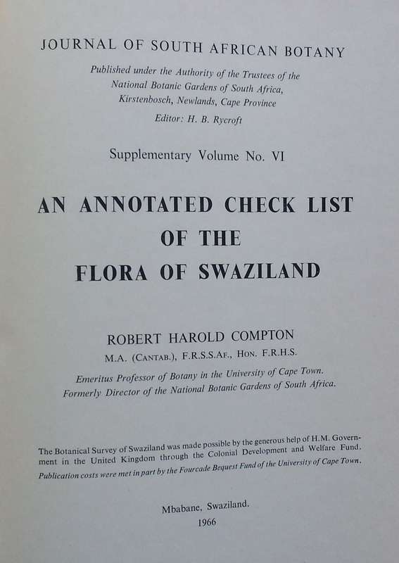 An Annotated Check List of the Flora of Swaziland | R. H. Compton
