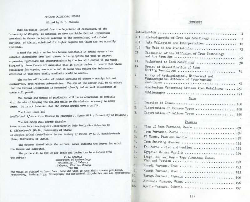 Traditional African Iron Working (African Occasional Papers No. 1) | Francois J. Kense