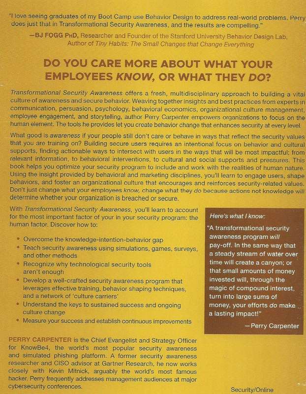 Transformational Security Awareness (Inscribed by Author) | Perry Carpenter