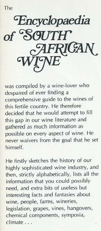 Encyclopaedia of South African Wine | S. J. de Jongh