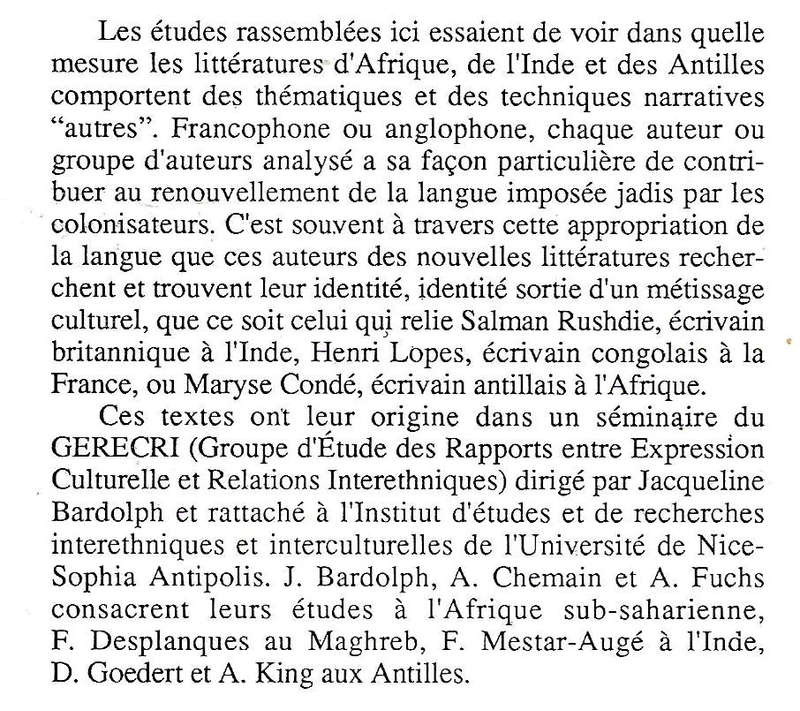 Ecritures D'Ailleurs Autres Ecritures: Afrique, Inde, Antilles (Inscribed by Co-Author) | F. Desp...