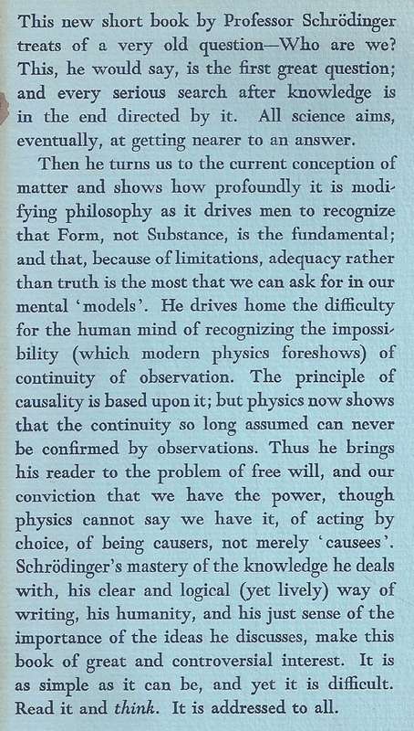Science and Humanism: Physics in Our Time (First Edition, 1951) | Erwin Schrodinger
