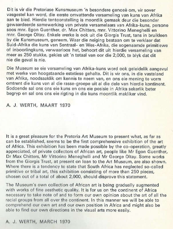 Kuns Van Afrika/Art of Africa (Brochure to Accompany Exhibition)