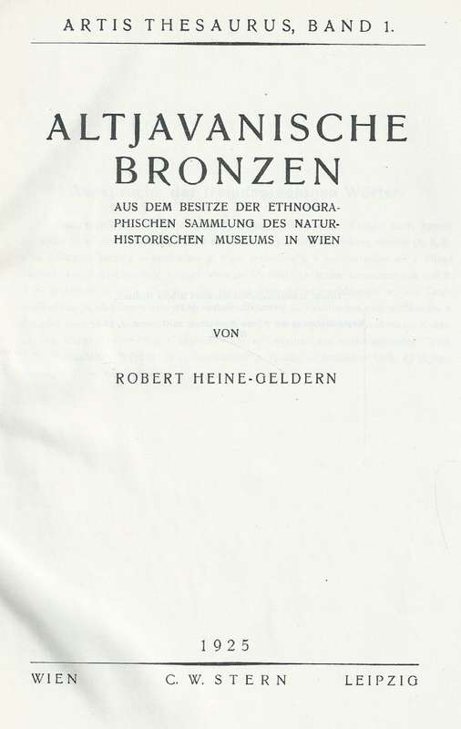 Alt Javanische Bronzen (German, Inscribed by Author) | Robert Heine-Geldern