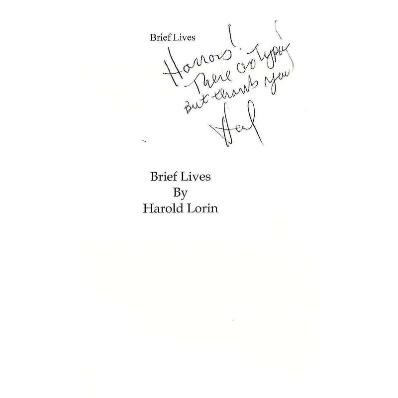 Brief Lives (Inscribed by Author) | Harold Lorin