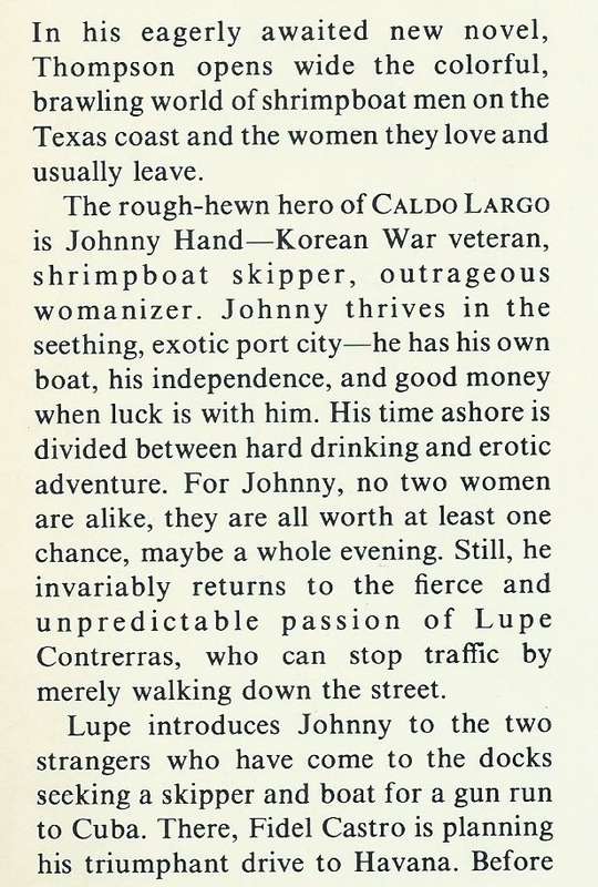 Caldo Largo: A Novel (First Edition, 1976) | Earl Thompson