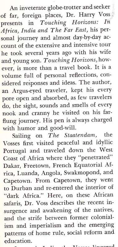 Touching Horizons: In Africa, India, Tibet and the Far East (Inscribed by Author) | Harry G. W. Voss