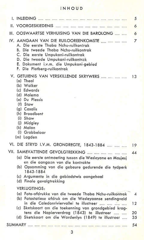 Die Ruilkontrakte in 1833-34 Aangegaan Tussen Mosjesj en die Wesleyane (Afrikaans) | I. S. J. Venter