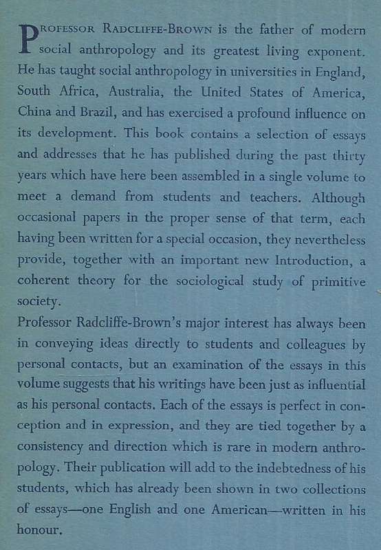 Structure and Function in Primitive Society (Signed by Author) | A. R. Radcliffe-Brown