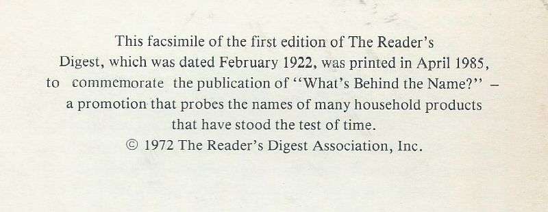 The Reader's Digest (Facsimile Reprint of the First Issue)