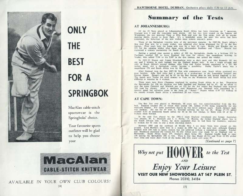 14th M.C.C. Cricket Tour of South Africa, 1956/1957, Official Souvenir Brochure | Geoffrey A. Che...