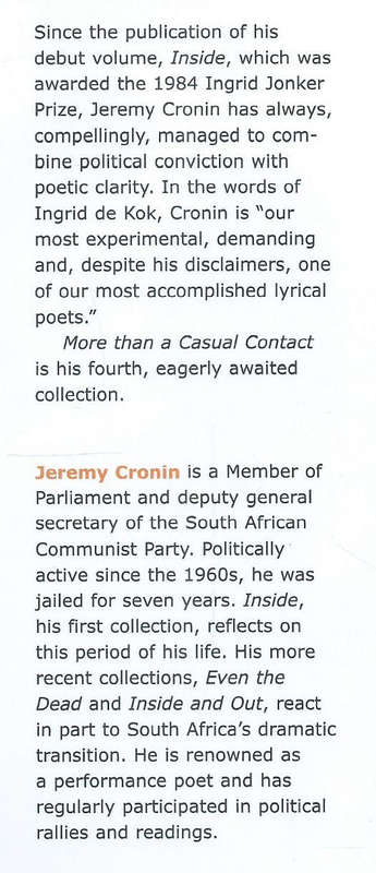 More than a Casual Contact (Inscribed by Author) | Jeremy Cronin