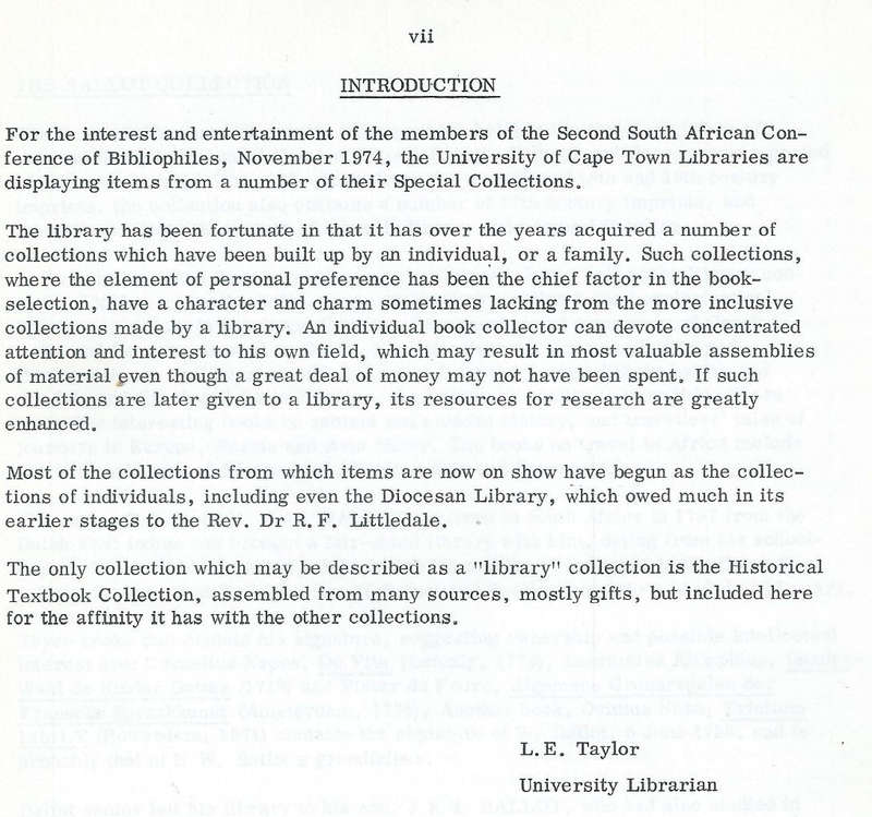 What They Collected: Guide to the Displays from the Special Collections in the University of Cape...