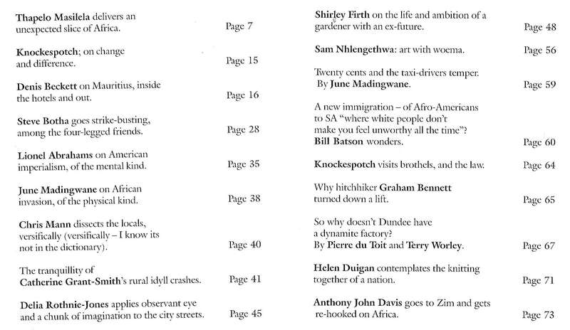 Sidelines: Southern African Quarterly (No. 5, Summer 1996)