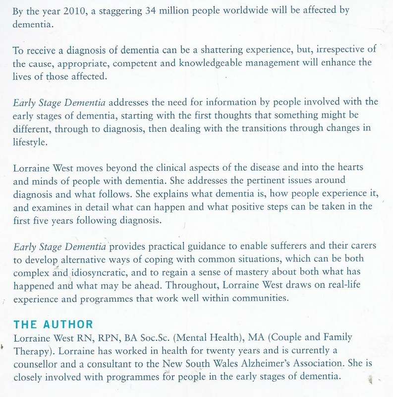 Early Stage Demtia: Reassurance for Sufferers and Carers | Lorraine West