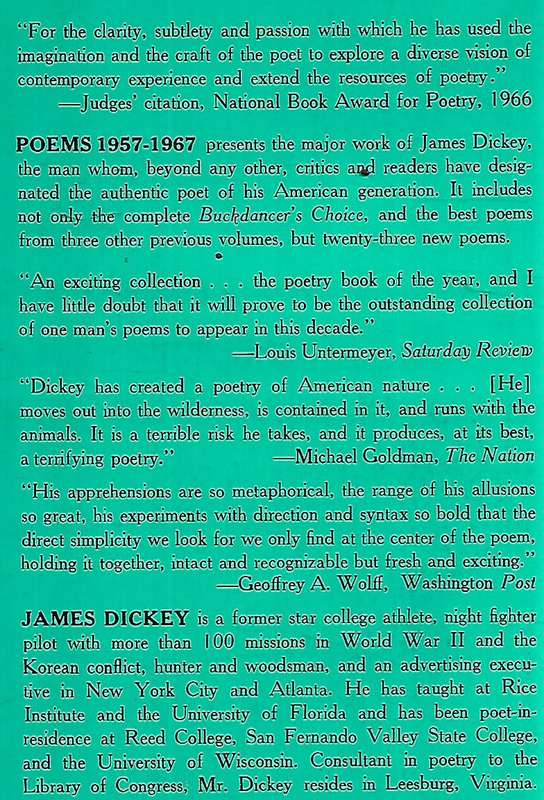 Poems, 1957-1967 (Inscribed by Author) | James Dickey