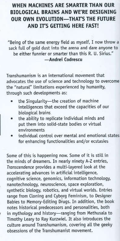 Transcendence: The Disinformation Encyclopedia of Transhumanism and the Singularity (Proof Copy) ...