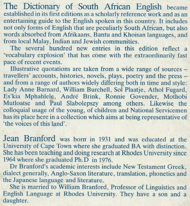 A Dictionary of South African English | Jean Branford