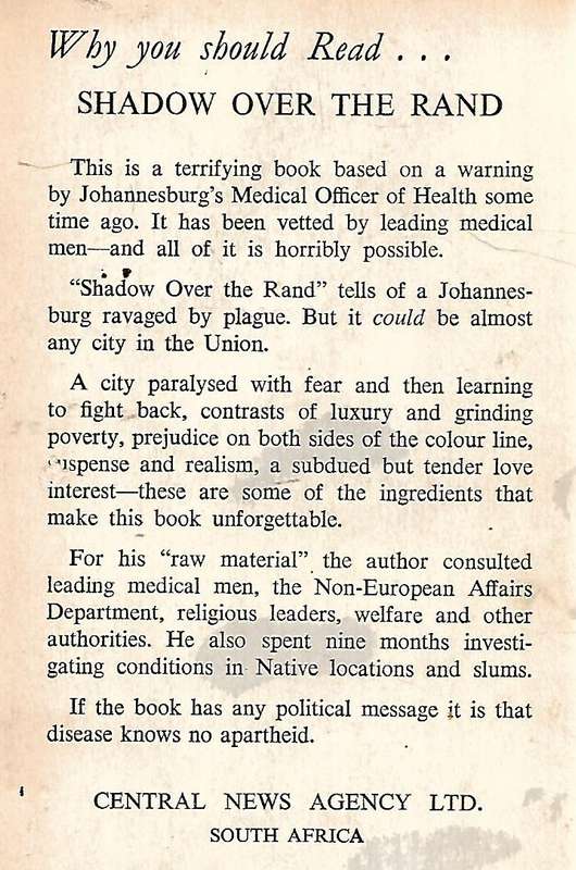 Shadow Over the Rand (Novel about Plague in Johannesburg) | J. C. Watson