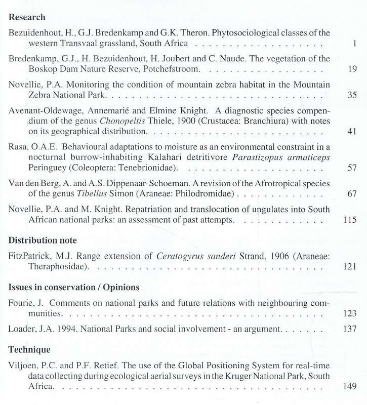 Koedoe (Vol. 37, No. 1, 1994)