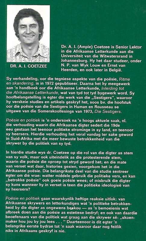 Poesie en Politiek: 'n Voorlopige Verkenning van Betrokkenheid in die Afrikaanse Poesie (Afrikaan...