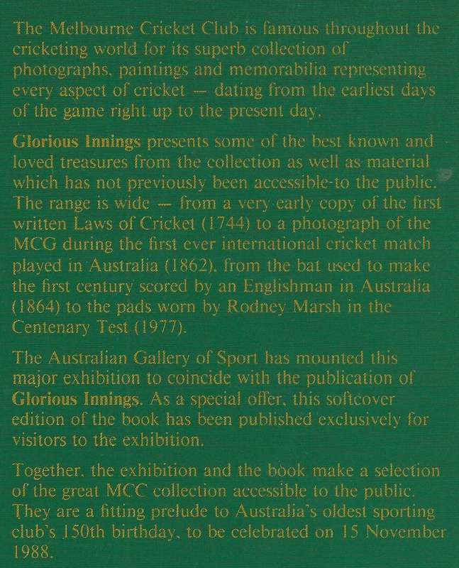 Glorious Innings: Treasures from the Melbourne Cricket Club Collection | Richard Bouwman