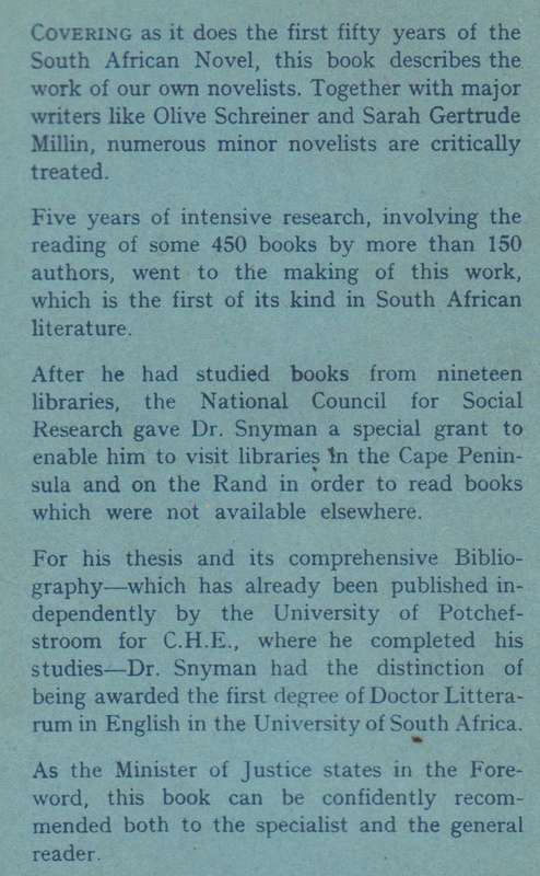 The South African Novel in English (1880-1930) | J. P. L. Snyman