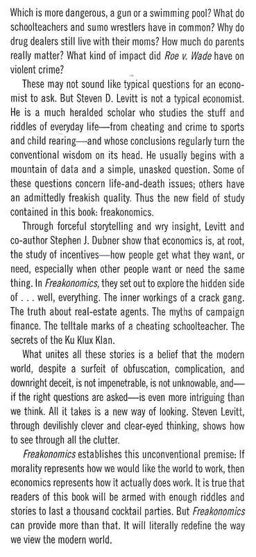 Freakonomics: A Rogue Economist Explores the Hidden Side of Eveything | Steven D. Levitt & Stephe...