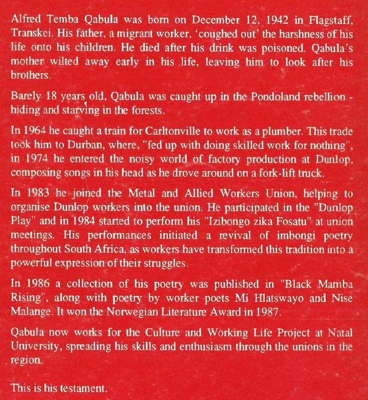 A Working Life, Cruel Beyond Belief | Alfred Temba Qabula