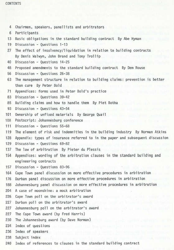 Proceedings: Building Claims and Arbitration Conferences 1980