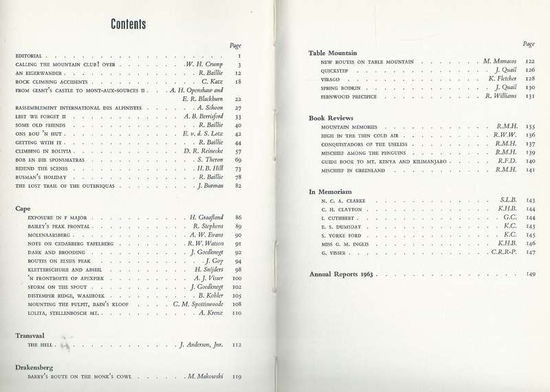 The Journal of the Mountain Club of South Africa (1963)