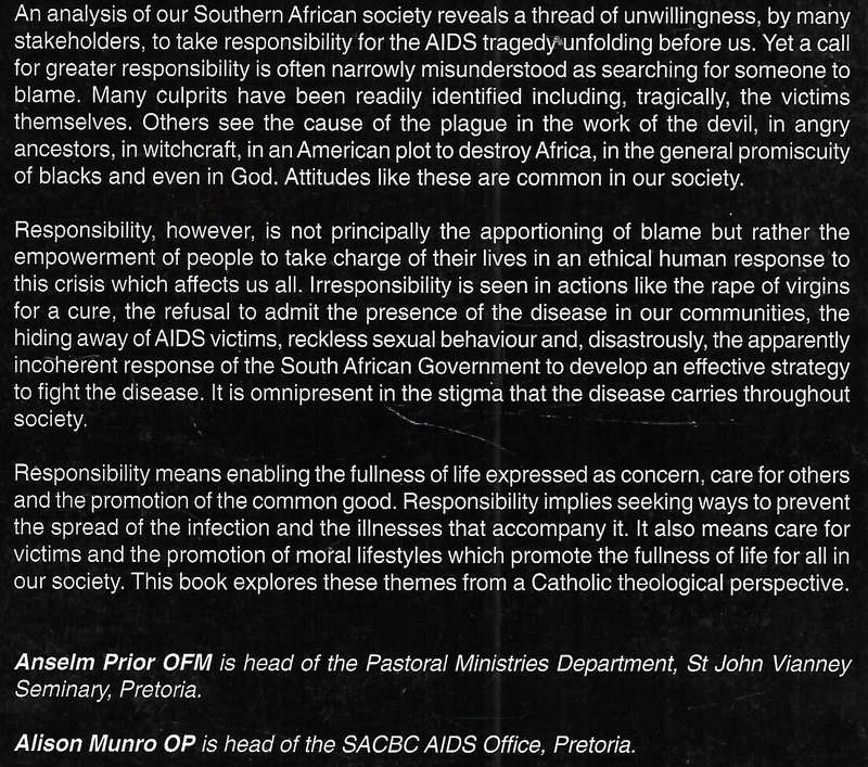 Responsibility in a Time of AIDS: A Workbook for Christian Communities | Anselm Prior & Alison Mu...