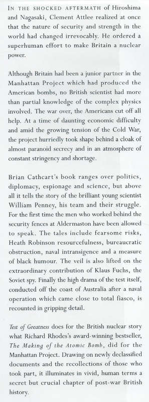 Test of Greatness: Britain's Struggle for the Atom Bomb | Brian Cathcart