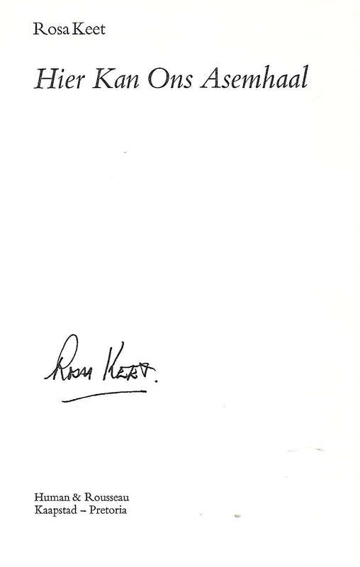 Hier Kan Ons Asemhaal (Signed by Author) | Rosa Keet