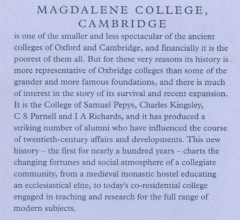 A History of Magdalene College, Cambridge, 1428-1988 | Peter Cunich, et al.