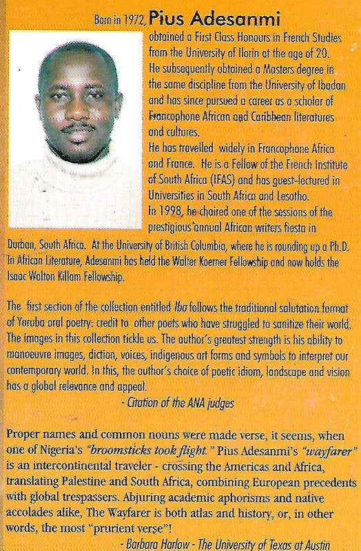 The Wayfarer & Other Poems (Inscribed by Author) | Pius Adesanmi