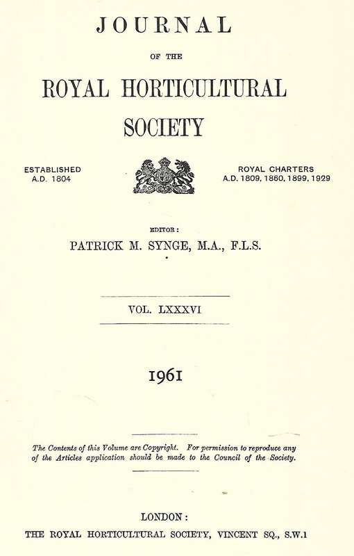 Journal of the Royal Horticultural Society (Vol. LXXXVI, 1961) | Patrick M. Synge (Ed.)