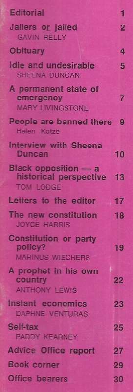 Sash: The Black Sash Magazine (Vol. 20, No. 3, Nov. 1978)