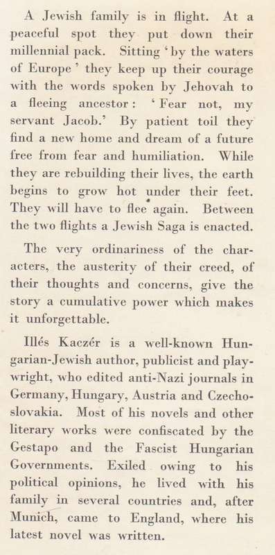 Fear Not, My Servant Jacob (First Edition, 1947) | Illes Kaczer