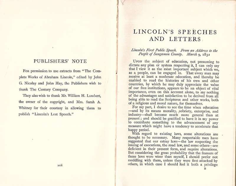 Speeches & Letters, 1832-1865 | Abraham Lincoln