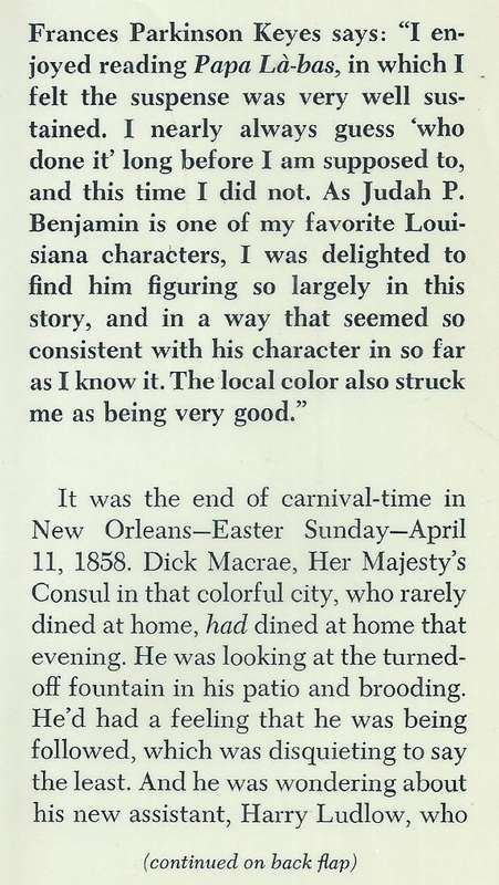 Papa La-Bas: A Novel of Old New Orleans (First Edition, 1968) | John Dicson Carr