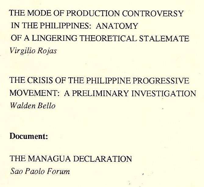 Debate: Philippine Left Review (Issue No. 4, September 1992)