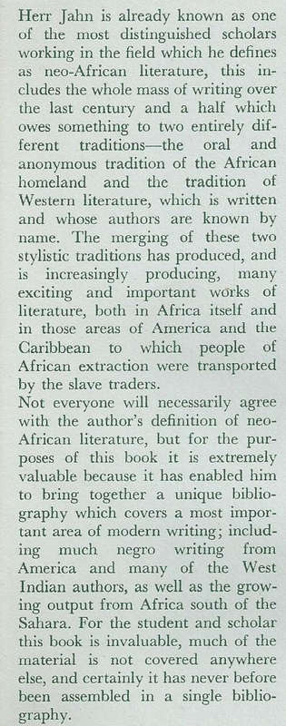 A Bibliography of Neo-African Literature from Africa, America and the Caribbean | Janheinz Jahn