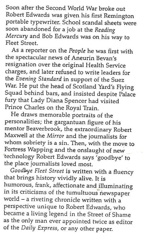 Goodbye Fleet Street (Proof Copy) | Robert Edwards