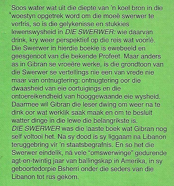Die Swerwer (Afrikaans Translation of 'The Wanderer') | Kahil Gilbran
