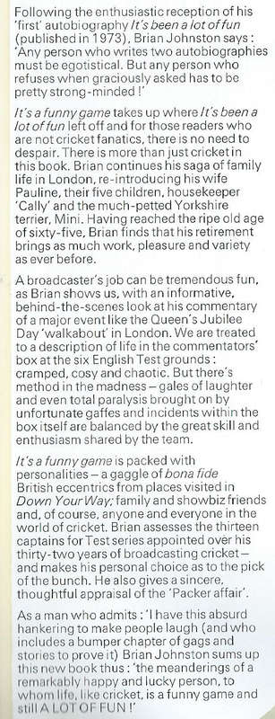 It's a Funny Game (Inscribed by Author) | Brian Johnston
