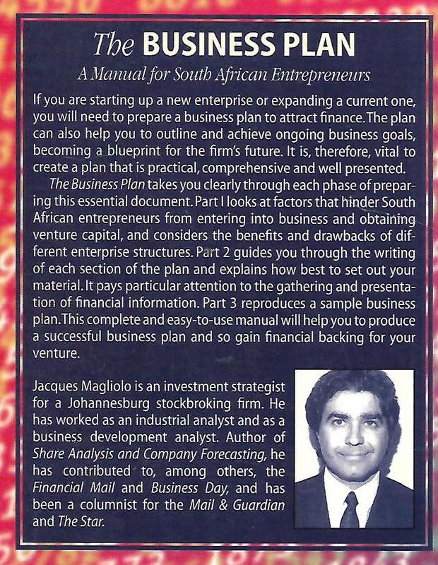 The Business Plan: A Manual for South African Entrepreneurs (Inscribed by Author) | Jacques Magliolo