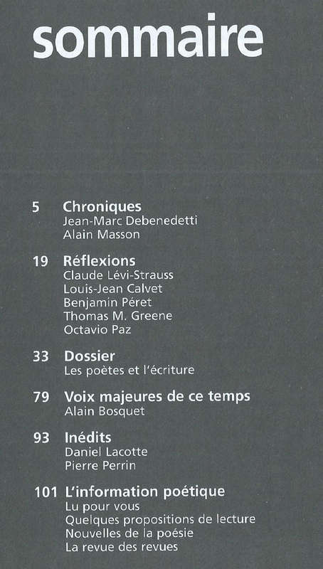Poesie 1 (No. 11, September 1997, French)